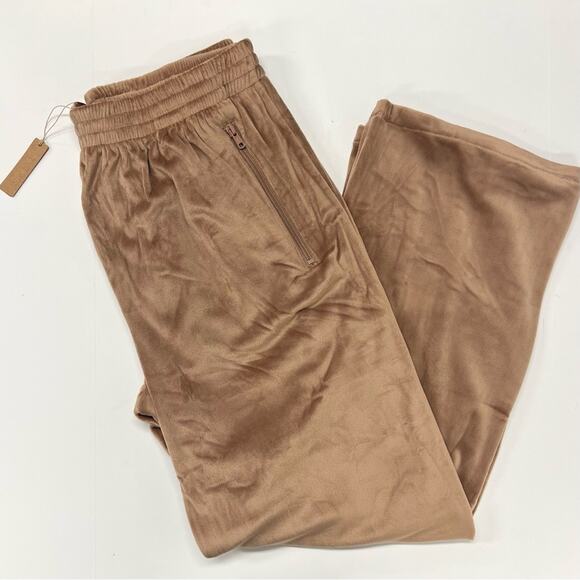 SKIMS Pants - SKIMS Velour Wide Leg Track Pants Sienna